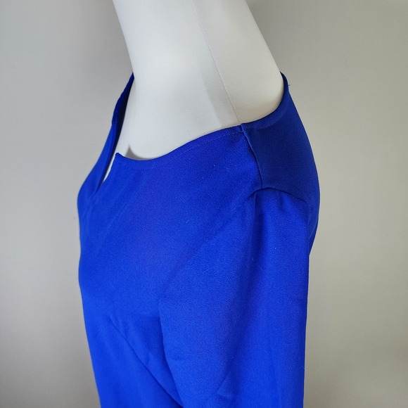 H&M Royal Blue Dress Womens 8‎ Silver Zipper Pockets Classic 3/4 Sleeve Y2K 90s - Picture 5 of 16